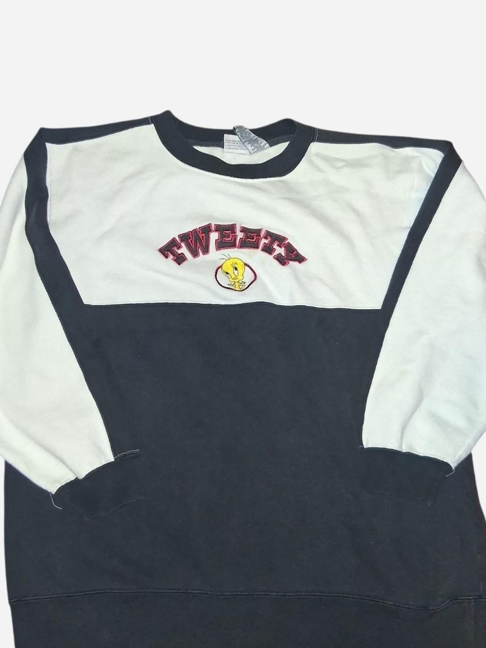 Warner Bros. Tweety Colorblock Crewneck Sweatshirt - Black & White
